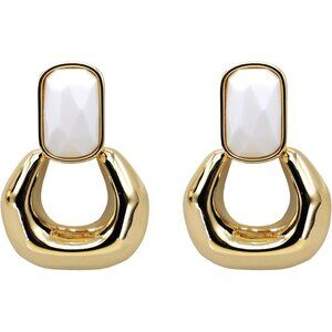 White Cute Gold Geometric Statement Jewelry Dangle Drop Earrings for Women